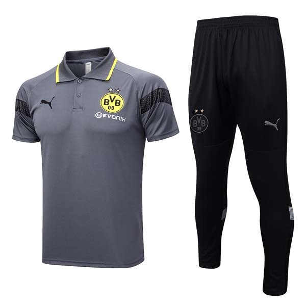 Polo Borussia Dortmund Conjunto Completo 2023-24 Gris Negro